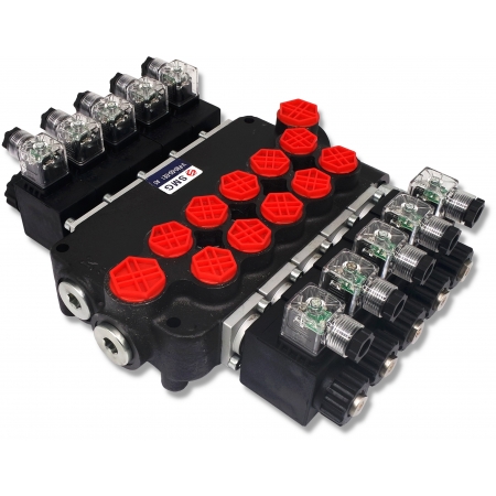 ROZDZIELACZ HYDRAULICZNY ELEKTRYCZNY 5 SEKCYJNY 80L 12V